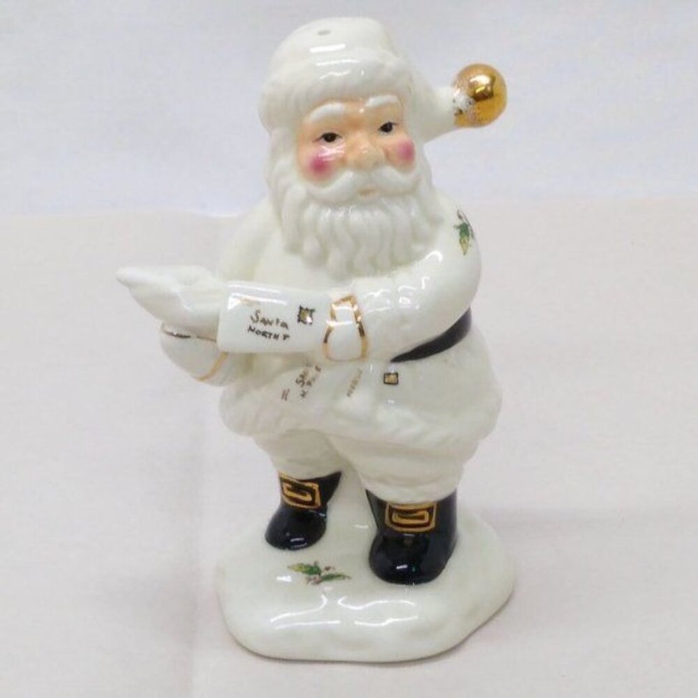 Santa "North Pole Mail" Ceram Salt Shaker Holly Holiday Rare Hard to Find VTG